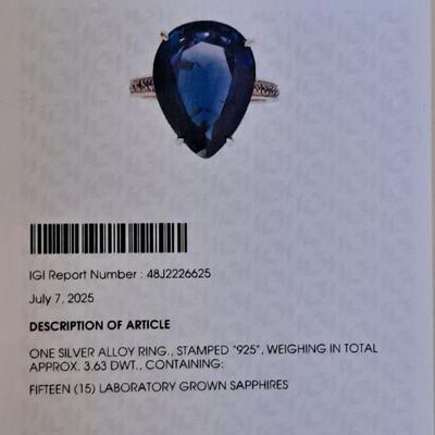 IGI CERTIFIED LAB GROWN SAPPHIRE