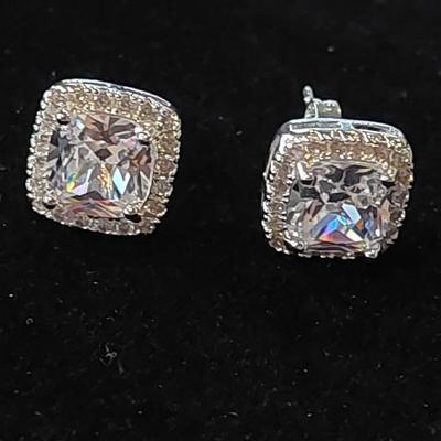 14kt White Gold Overlay Sterling Silver Earrings