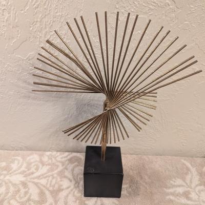 Modern metal abstract sculpture with black base- home decor