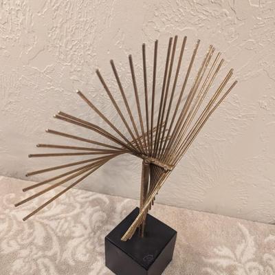 Modern metal abstract sculpture with black base- home decor