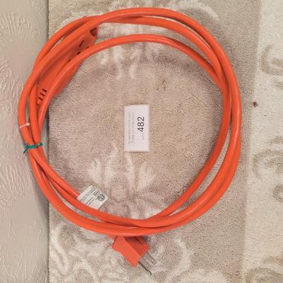 8 ft heavy duty extension cord with 3 outlets.
