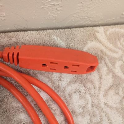 8 ft heavy duty extension cord with 3 outlets.