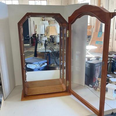 957 Wooden Mirrored Wall Shelf AS-IS