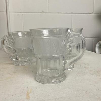 962 Lot of 13 Frosted Glass Mugs in Athens Pattern