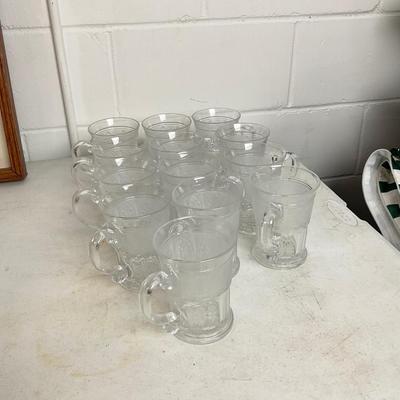 962 Lot of 13 Frosted Glass Mugs in Athens Pattern