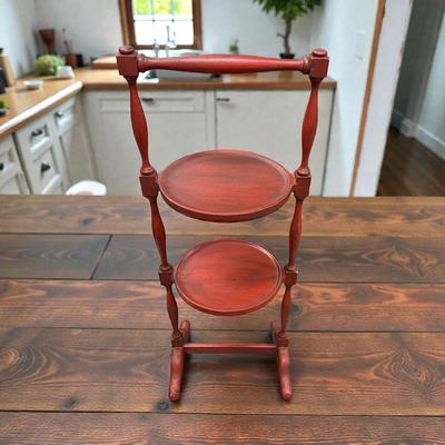 Vintage Two Tier Wooden Cake Stand