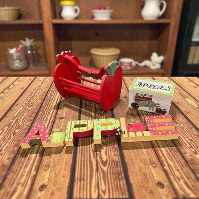 Apple Sign, Apple Wooden Basket and Apple Recipe Box