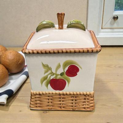 Alco Apple Basket Weave Ceramic Cookie Jar