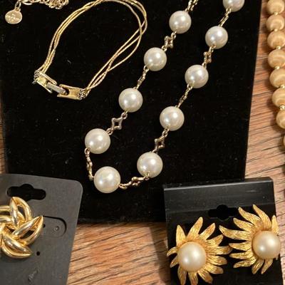 Vintage Designer Costume Jewelry Lot - 24 Beautiful Pieces + Brass Inlaid Wooden Jewelry Box!