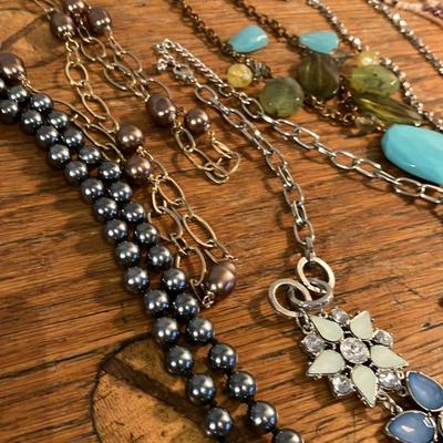 Vintage Designer Costume Jewelry Lot - 24 Beautiful Pieces + Brass Inlaid Wooden Jewelry Box!