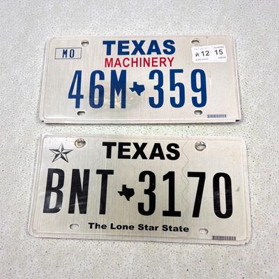 Two Texas Lone Star State Vehicle Tags