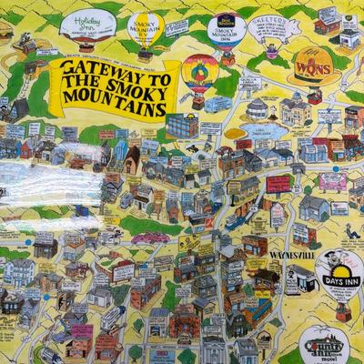 Gateway To The Smoky Mountains Pictorial Map Highlighting Various Local Businesses and Landmarks #1