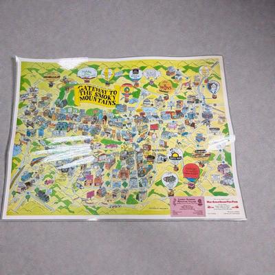 Gateway To The Smoky Mountains Pictorial Map Highlighting Various Local Businesses and Landmarks #3