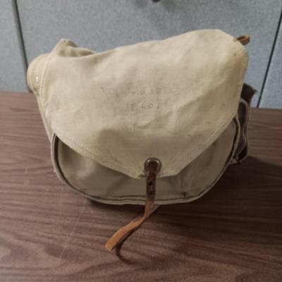 US MILITARY ISSUE CANVAS PACK WITH LEATHER LINING AND A CANTEEN