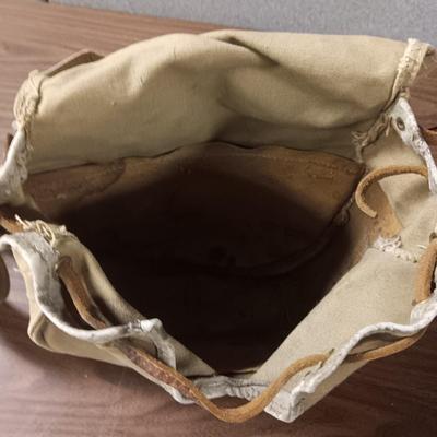 US MILITARY ISSUE CANVAS PACK WITH LEATHER LINING AND A CANTEEN