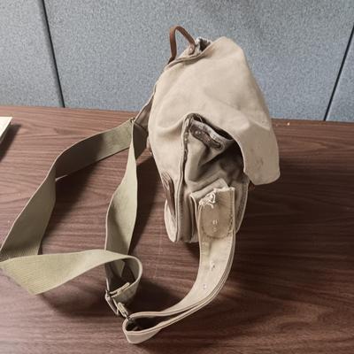 US MILITARY ISSUE CANVAS PACK WITH LEATHER LINING AND A CANTEEN