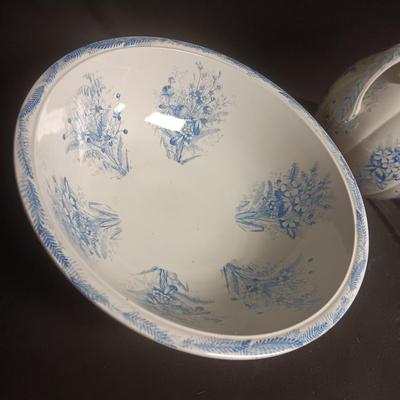 ANTIQUE KENT EMERY BURSLEM WASH BOWL, PITCHER, DRINKING CUP AND SMALL PITCHER