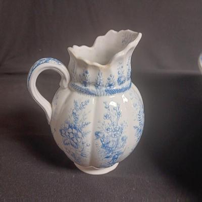 ANTIQUE KENT EMERY BURSLEM WASH BOWL, PITCHER, DRINKING CUP AND SMALL PITCHER