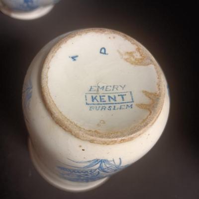 ANTIQUE KENT EMERY BURSLEM WASH BOWL, PITCHER, DRINKING CUP AND SMALL PITCHER