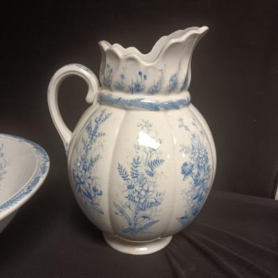 ANTIQUE KENT EMERY BURSLEM WASH BOWL, PITCHER, DRINKING CUP AND SMALL PITCHER