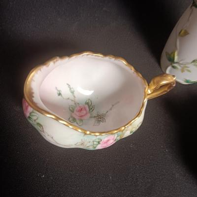 DAINTY ROYAL AUSTRIA CREAM & SUGAR SET, BUD VASE AND SMALL PLATE