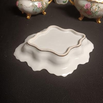 DAINTY ROYAL AUSTRIA CREAM & SUGAR SET, BUD VASE AND SMALL PLATE