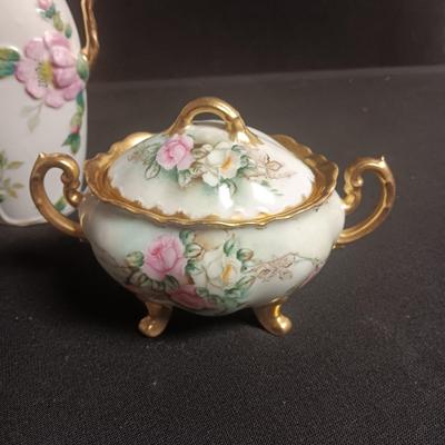 DAINTY ROYAL AUSTRIA CREAM & SUGAR SET, BUD VASE AND SMALL PLATE