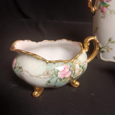 DAINTY ROYAL AUSTRIA CREAM & SUGAR SET, BUD VASE AND SMALL PLATE