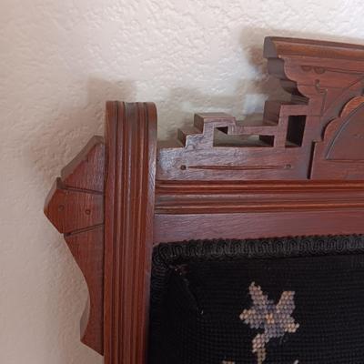 EAST LAKE ANTIQUE CHAIR WITH HAND CRAFTED NEEDLE POINT BACK AND SEAT