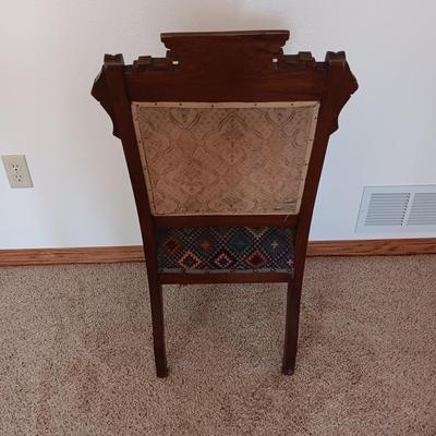 EAST LAKE ANTIQUE CHAIR WITH UPHOLSTERED BACK AND SEAT