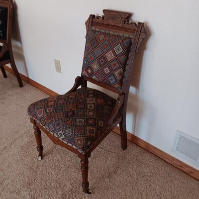EAST LAKE ANTIQUE CHAIR WITH UPHOLSTERED BACK AND SEAT