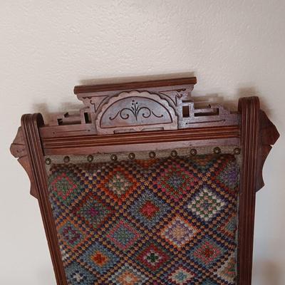 EAST LAKE ANTIQUE CHAIR WITH UPHOLSTERED BACK AND SEAT