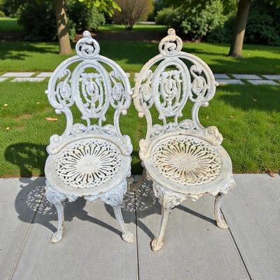 Victorian Style Cast Iron Garden Chairs Set of 2