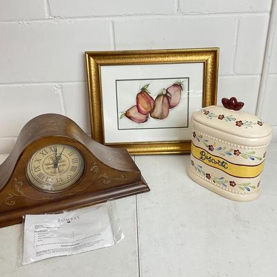 968 Bombay Devonshire Saylor Clock with Signed Artwork and Biscotti Jar