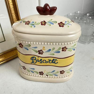 968 Bombay Devonshire Saylor Clock with Signed Artwork and Biscotti Jar