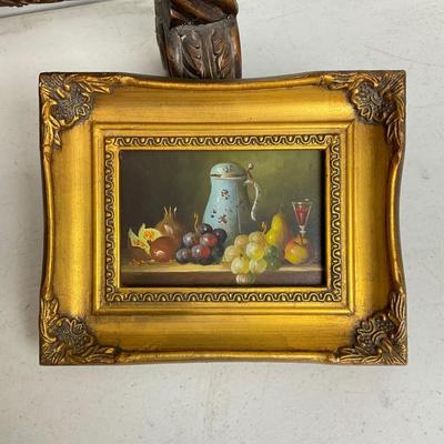 969 Small Painted Fireplace Screen with Framed art