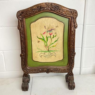 969 Small Painted Fireplace Screen with Framed art