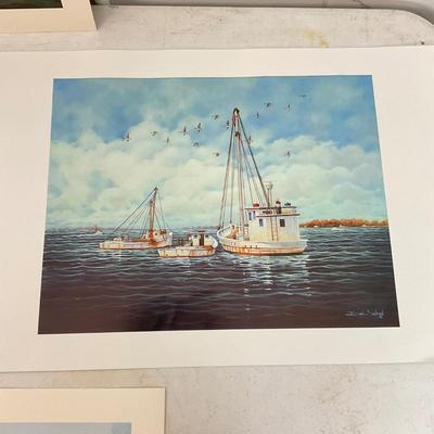 977 Don Swann Signed Artwork with Nautical Prints