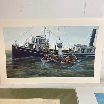 977 Don Swann Signed Artwork with Nautical Prints