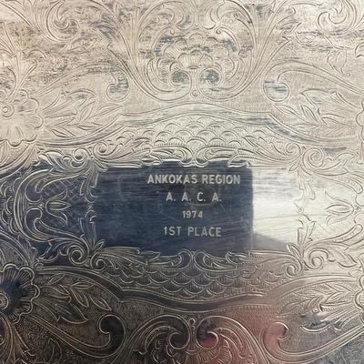 981 Plated Footed Tray with Plated Goblets and Gorham Candlessticks