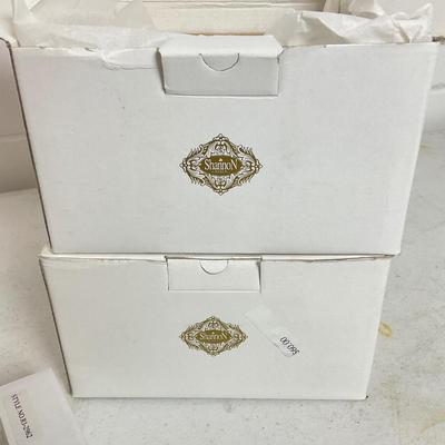 982 Two Sets of 4 Shannon Crystal Freedom Dessert Plates and and Pastry Forks