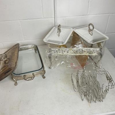 990 Two Chafing Dishes and Adjustable Dish Holder