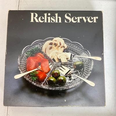 994 Lot of Glass Serving Trays , Salt and Pepper, with Serving Trays