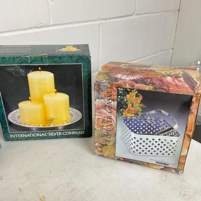 1002 Lot of Silver Plate Baskets and Wire Baskets