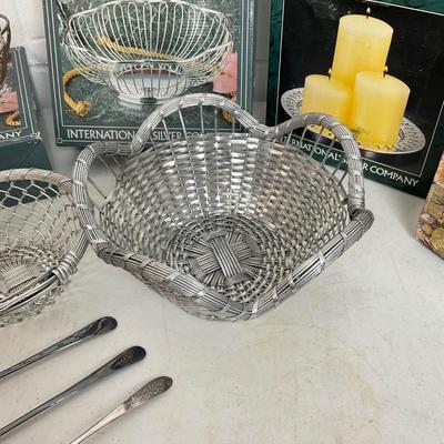 1002 Lot of Silver Plate Baskets and Wire Baskets