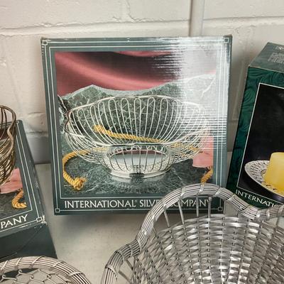 1002 Lot of Silver Plate Baskets and Wire Baskets
