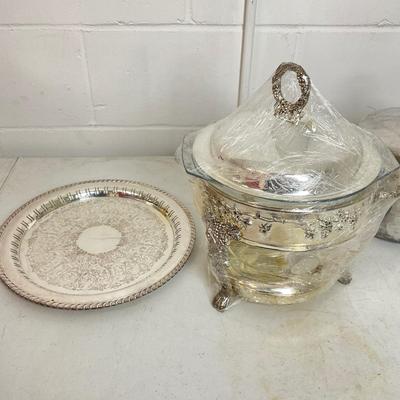 1006 Silver plated Grape Chafing Dish , Ice Bucket, and Trays