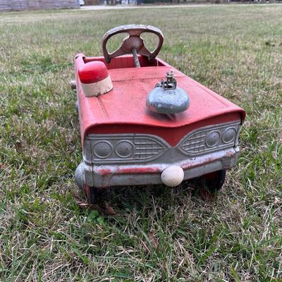 Vintage Metal Fire Truck Pedal Car – “Fire City Battalion No. 1”