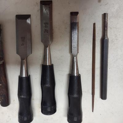 WOOD CHISELS, FILES, VISE GRIPS AND MORE