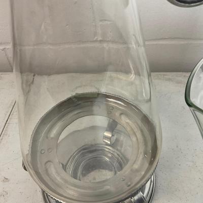 1012 Aluminum and Glass Corning Carafe with Serving Accessories